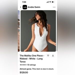 Andie swim white ribbed button up bathing suit.